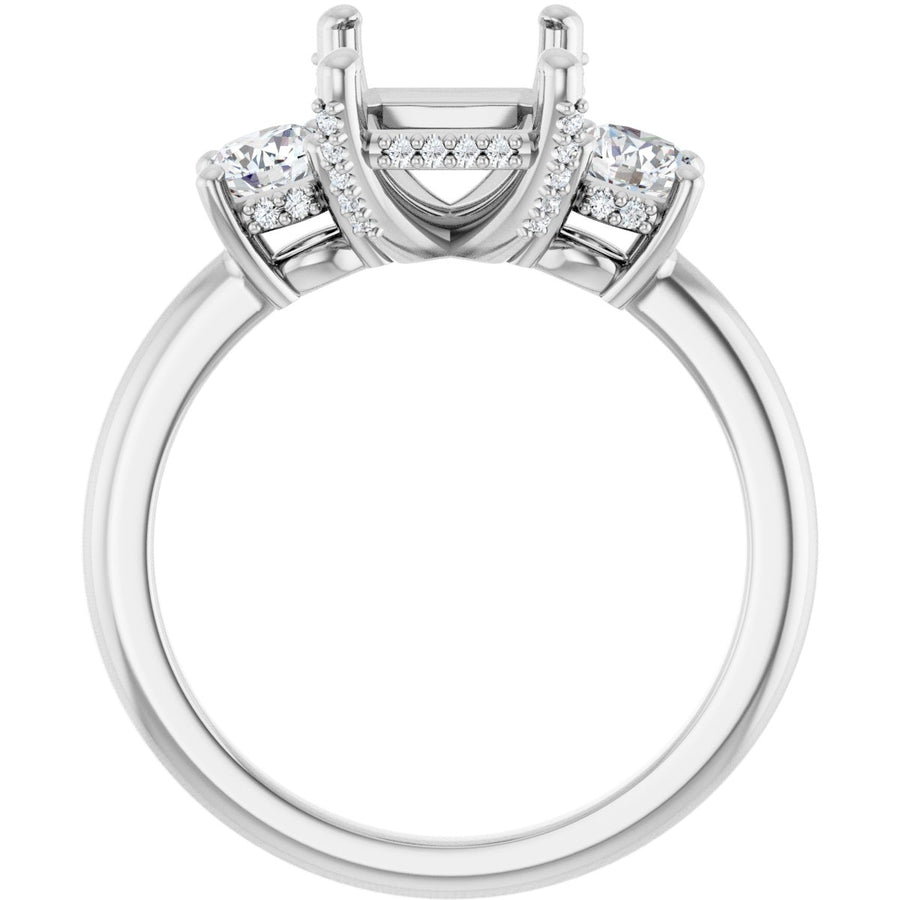 Emerald Hidden Halo-Style Engagement Ring Semi-Mount - gallery - Series 127345