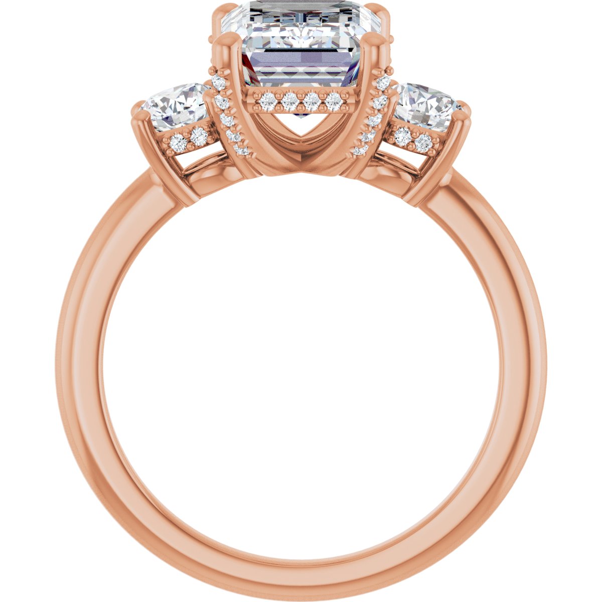 Emerald Hidden Halo-Style Engagement Ring Semi-Mount - gallery - Series 127345