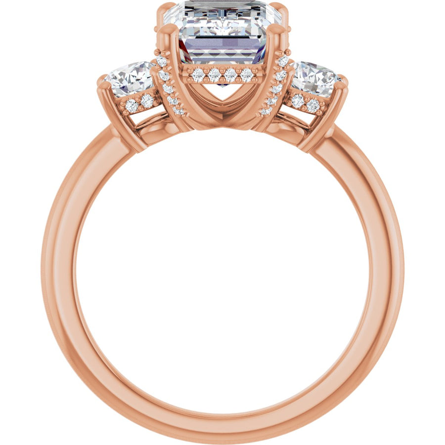 Emerald Hidden Halo-Style Engagement Ring Semi-Mount - gallery - Series 127345