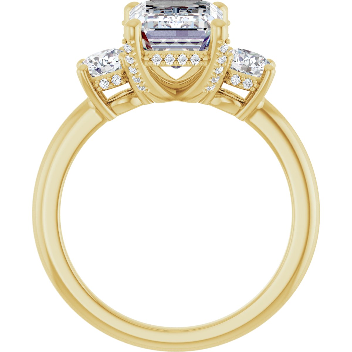 Emerald Hidden Halo-Style Engagement Ring Semi-Mount - gallery - Series 127345