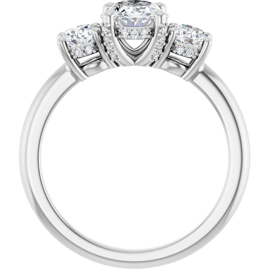 Oval Hidden Halo-Style Engagement Ring Semi-Mount - gallery - Series 127345