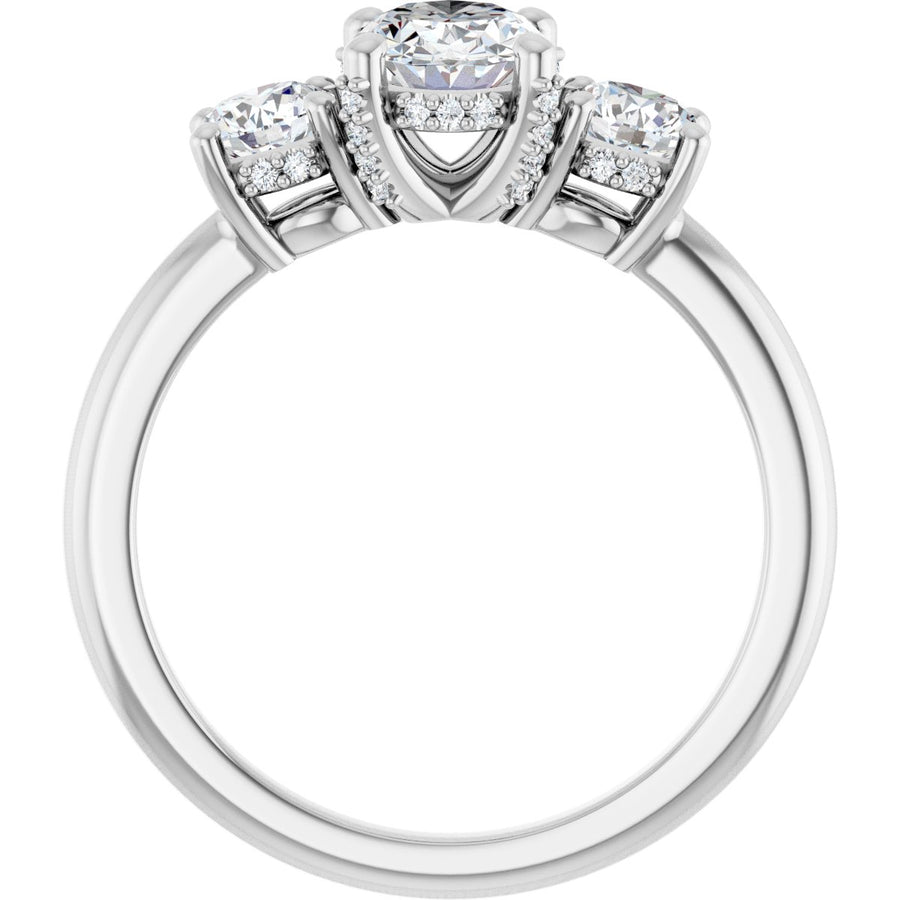 Oval Hidden Halo-Style Engagement Ring Semi-Mount - gallery - Series 127345