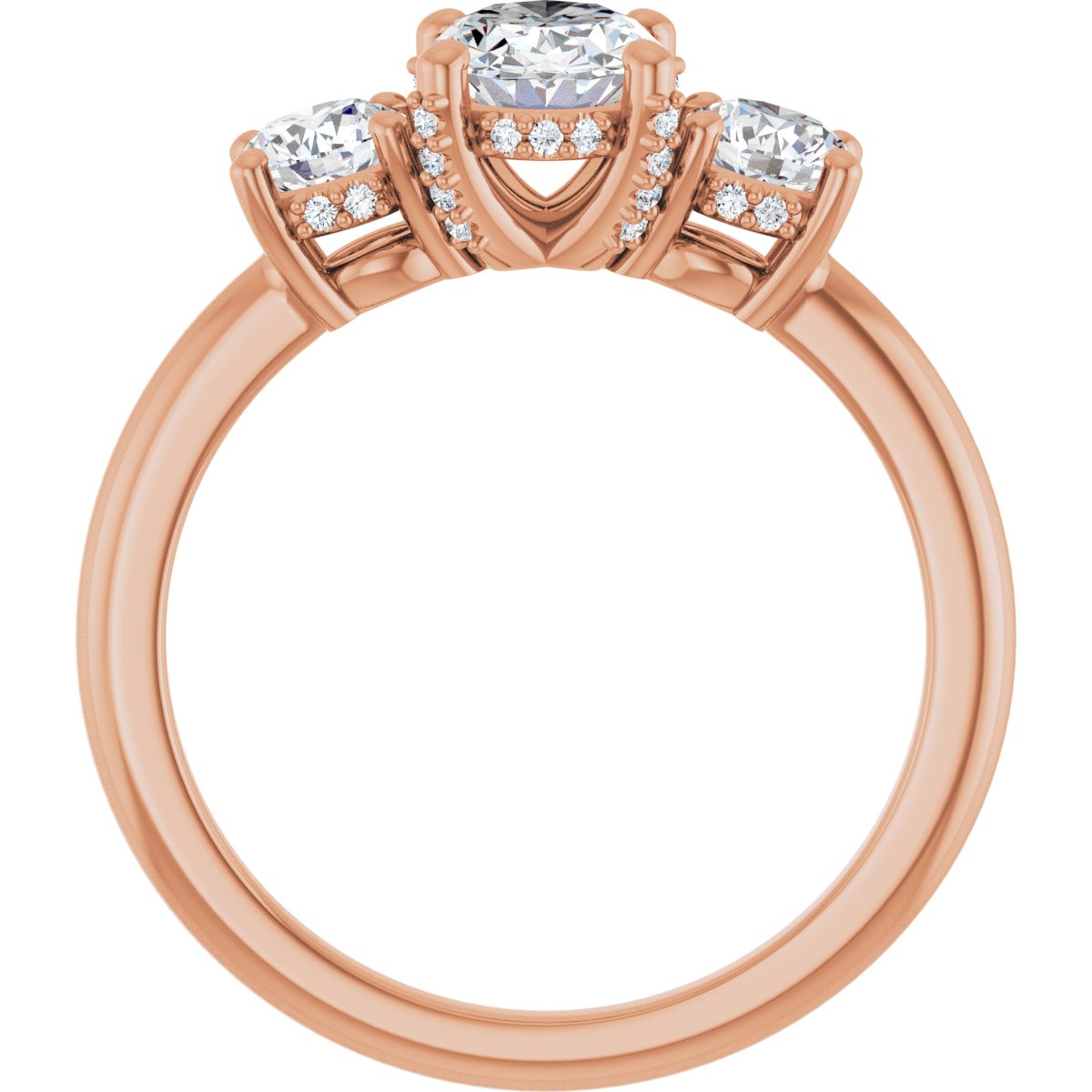 Oval Hidden Halo-Style Engagement Ring Semi-Mount - gallery - Series 127345