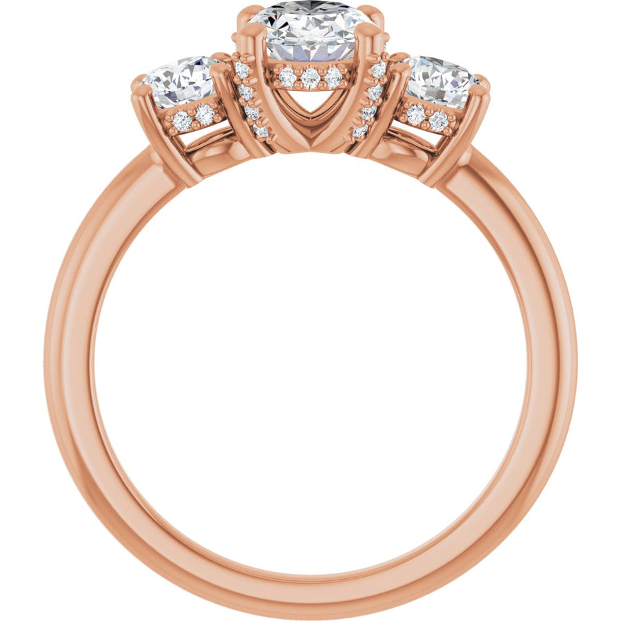 Oval Hidden Halo-Style Engagement Ring Semi-Mount - gallery - Series 127345