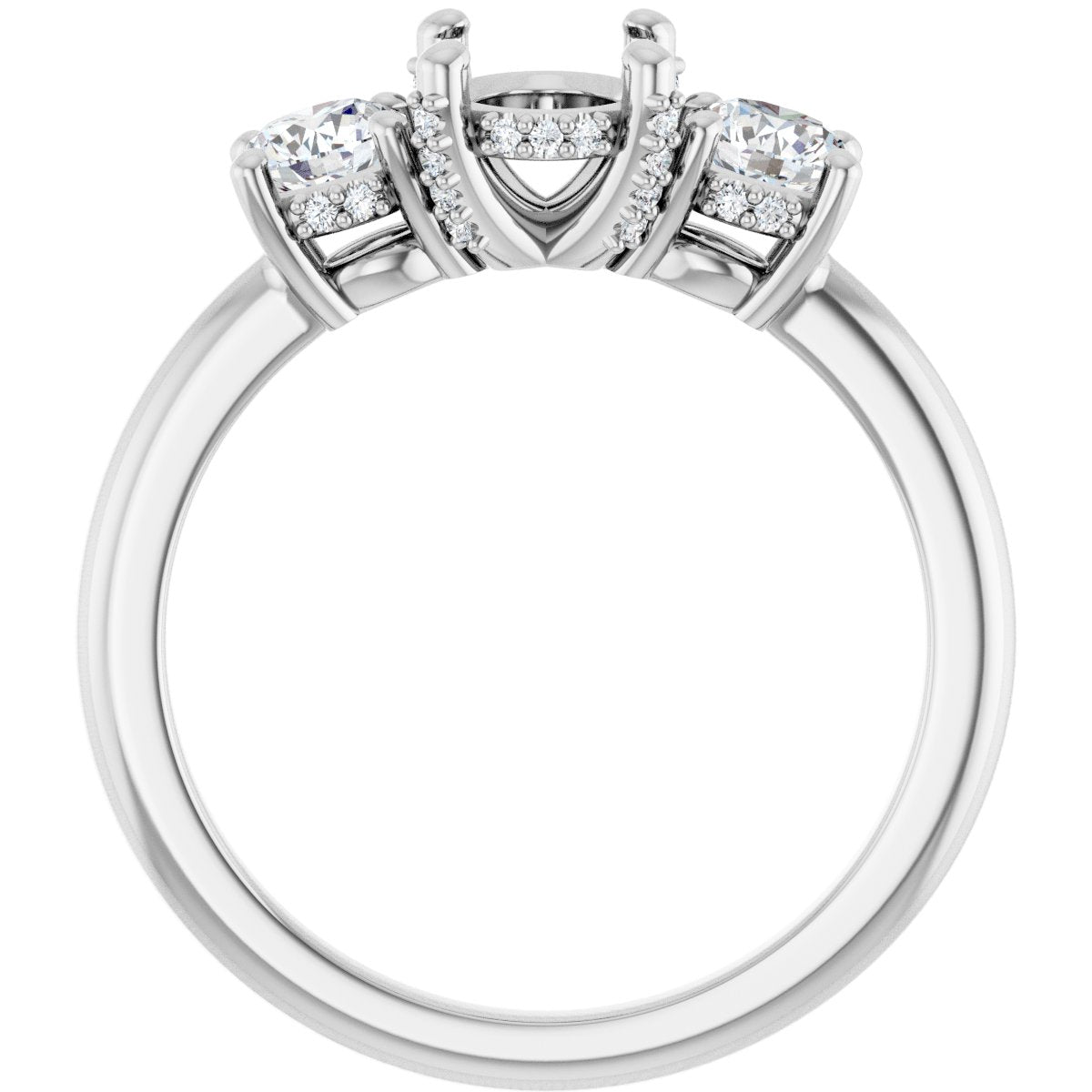 Oval Hidden Halo-Style Engagement Ring Semi-Mount - gallery - Series 127345