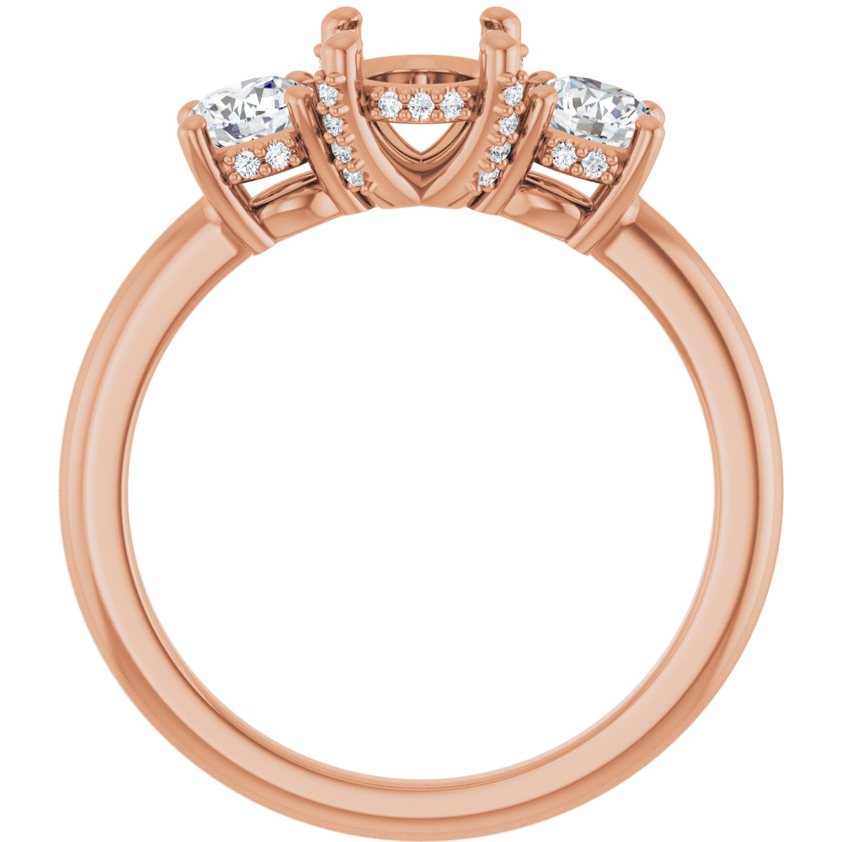 Oval Hidden Halo-Style Engagement Ring Semi-Mount - gallery - Series 127345