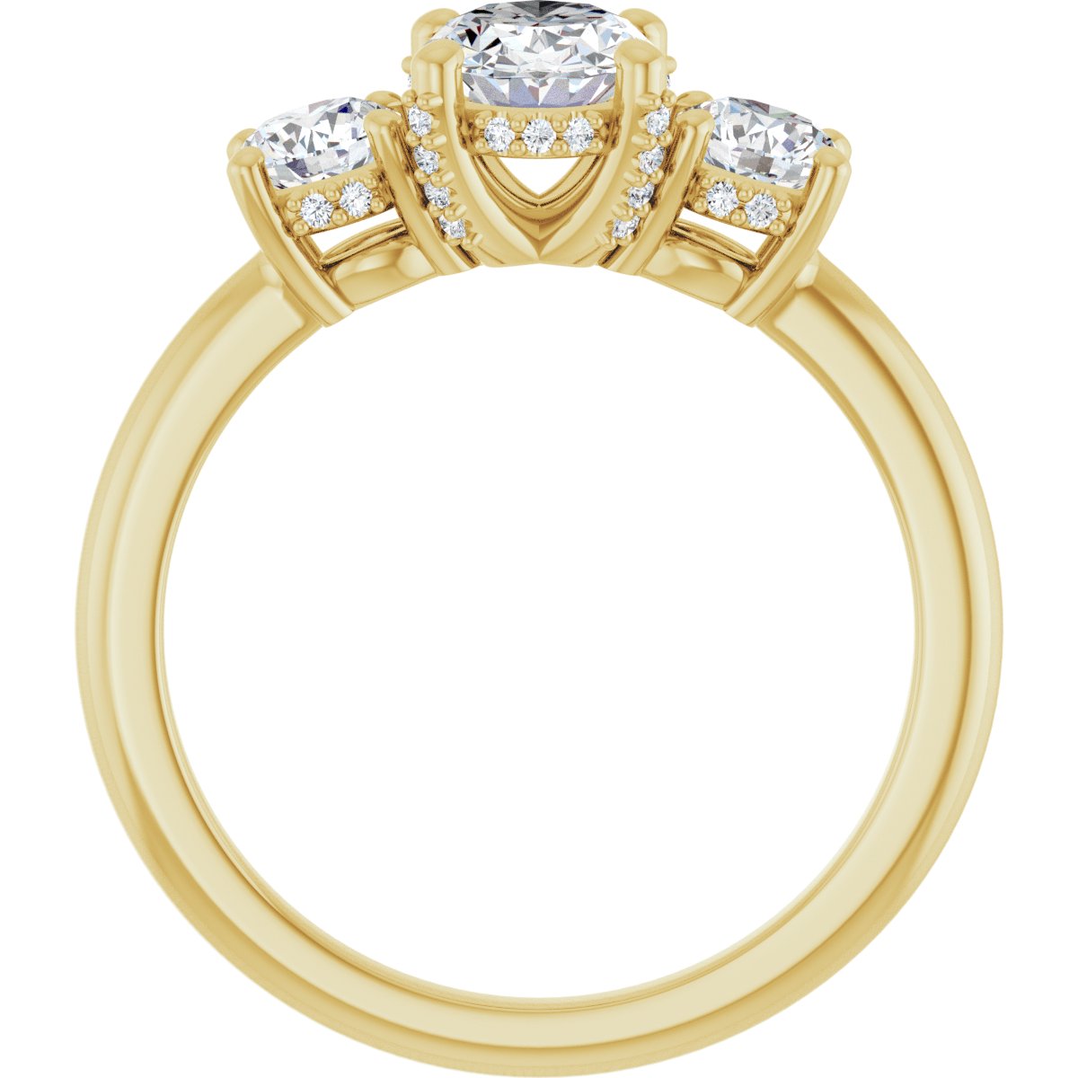 Oval Hidden Halo-Style Engagement Ring Semi-Mount - gallery - Series 127345