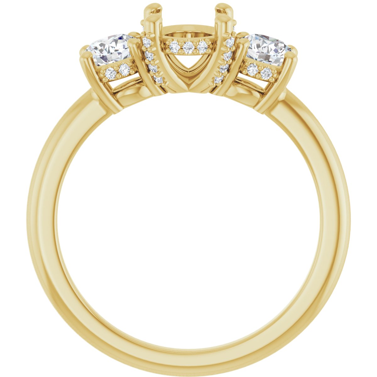 Oval Hidden Halo-Style Engagement Ring Semi-Mount - gallery - Series 127345
