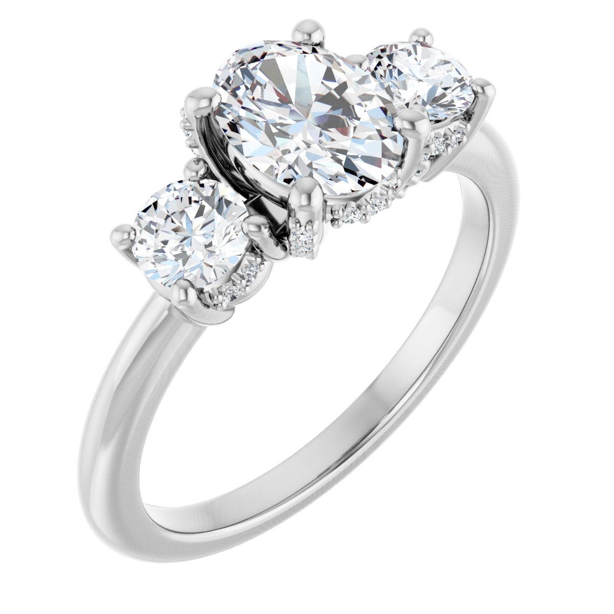 Natural Diamond Oval Hidden Halo-Style Engagement Ring Semi-Mount - Platinum - Series 127345