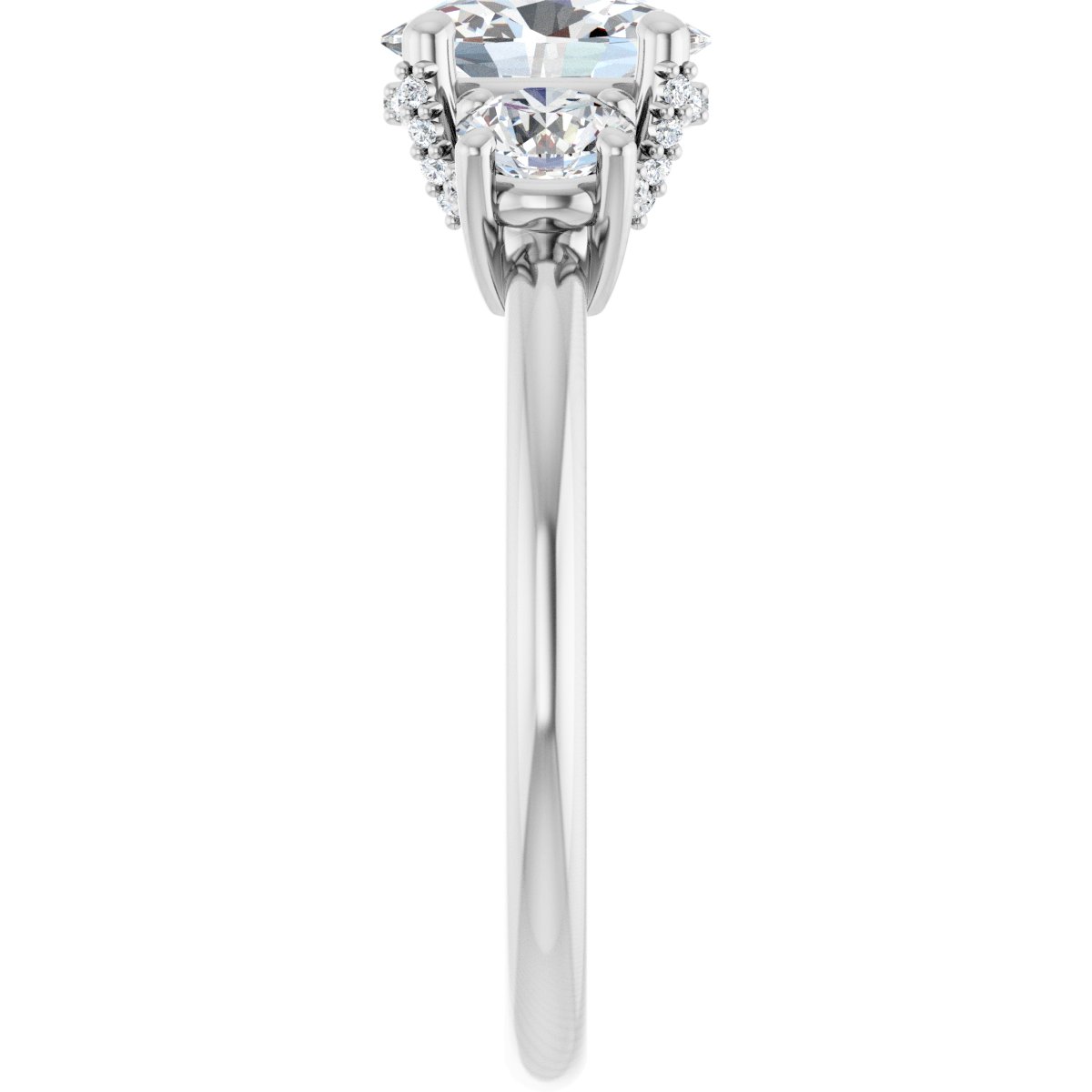 Oval Hidden Halo-Style Engagement Ring Semi-Mount - gallery - Series 127345