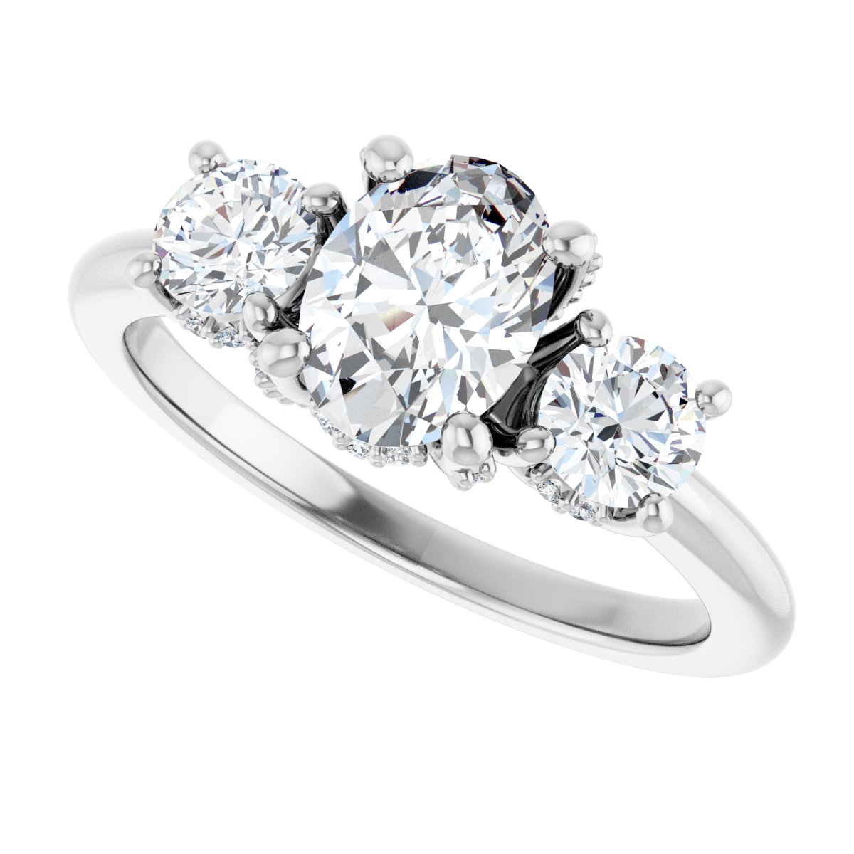 Oval Hidden Halo-Style Engagement Ring Semi-Mount - gallery - Series 127345