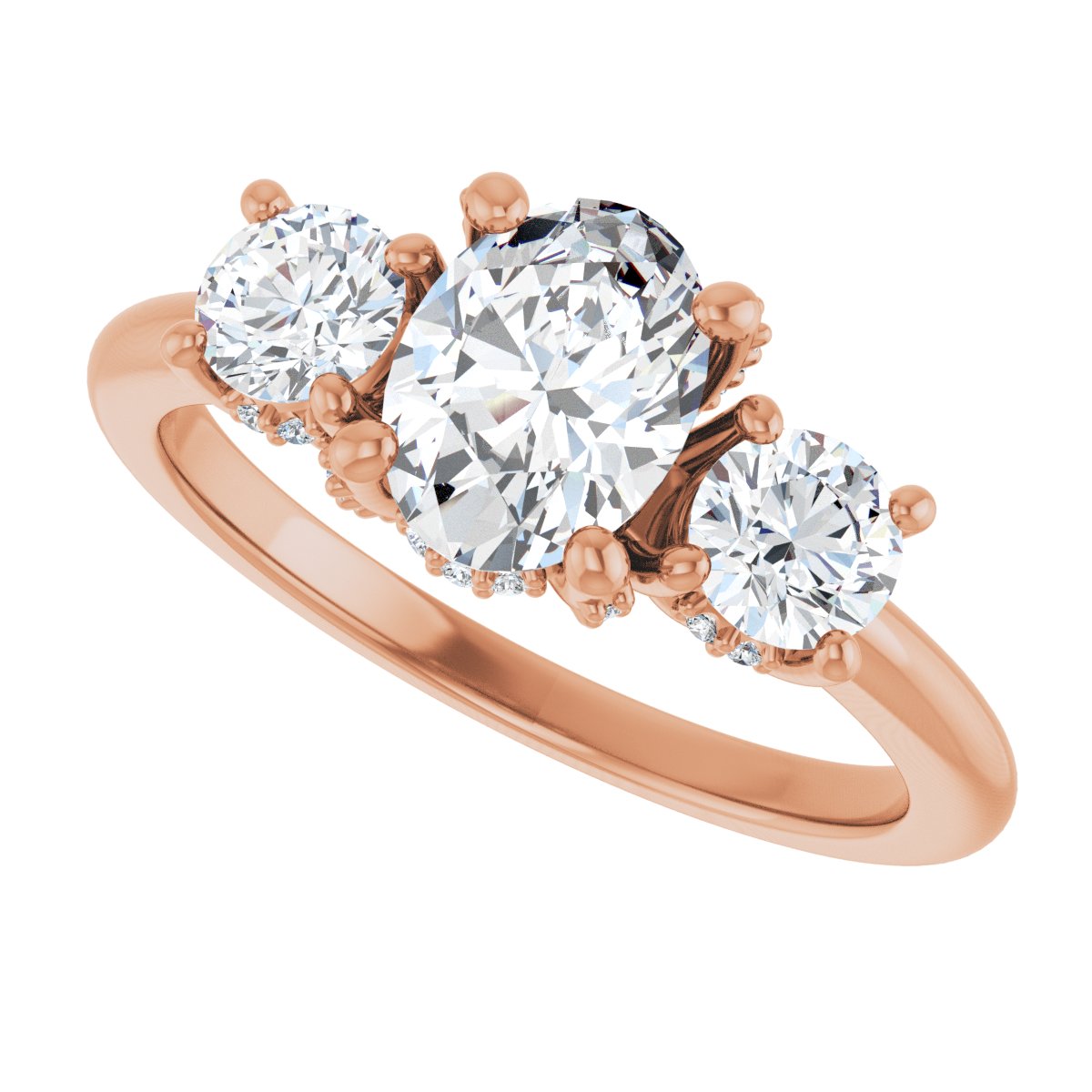 Oval Hidden Halo-Style Engagement Ring Semi-Mount - gallery - Series 127345