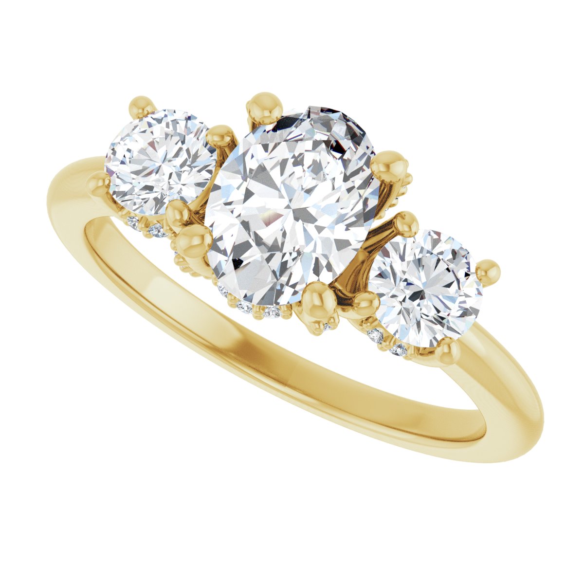 Oval Hidden Halo-Style Engagement Ring Semi-Mount - gallery - Series 127345