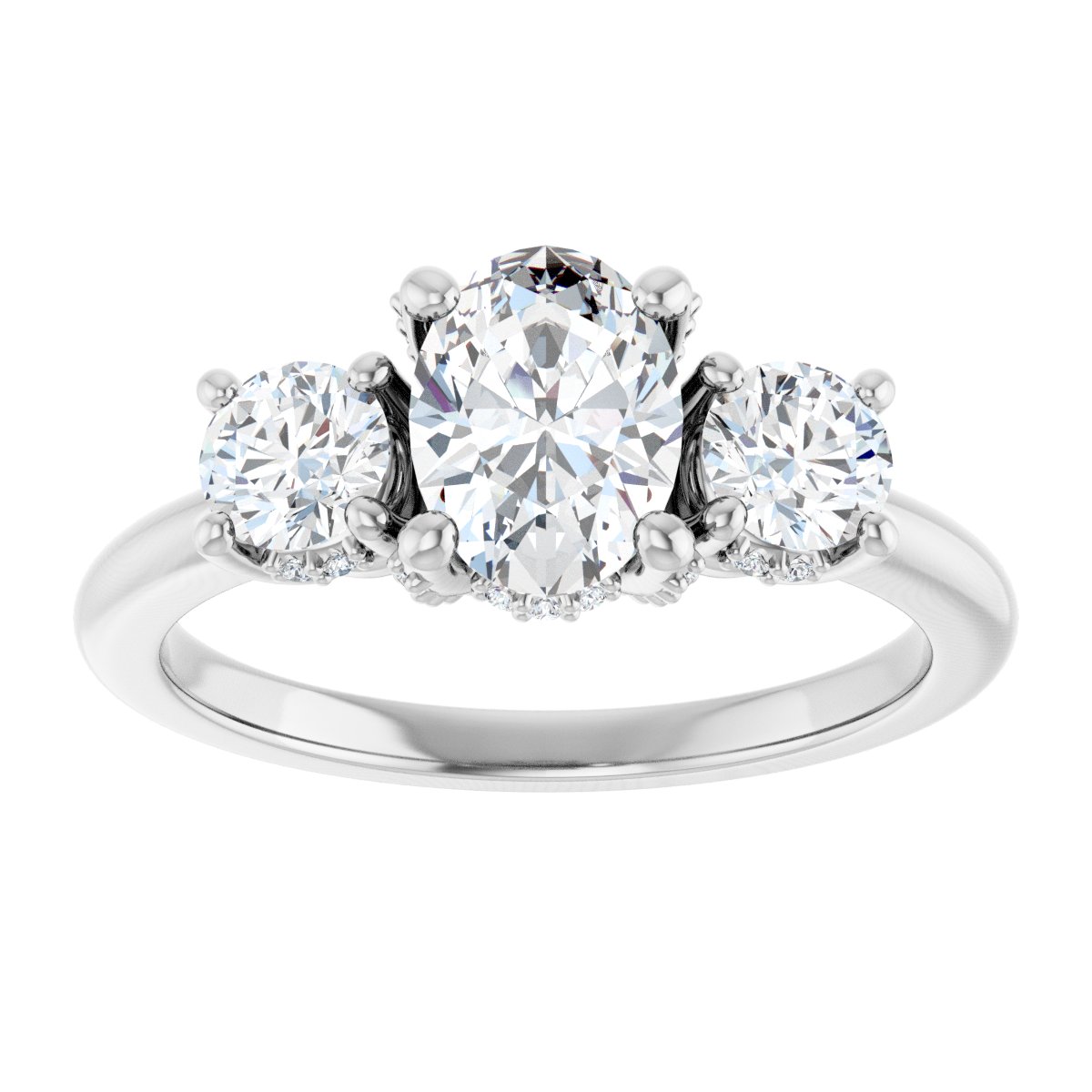 Oval Hidden Halo-Style Engagement Ring Semi-Mount - gallery - Series 127345