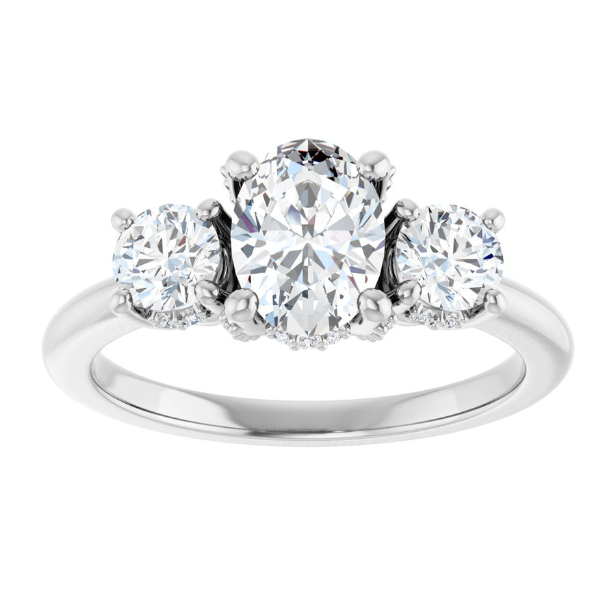 Oval Hidden Halo-Style Engagement Ring Semi-Mount - gallery - Series 127345