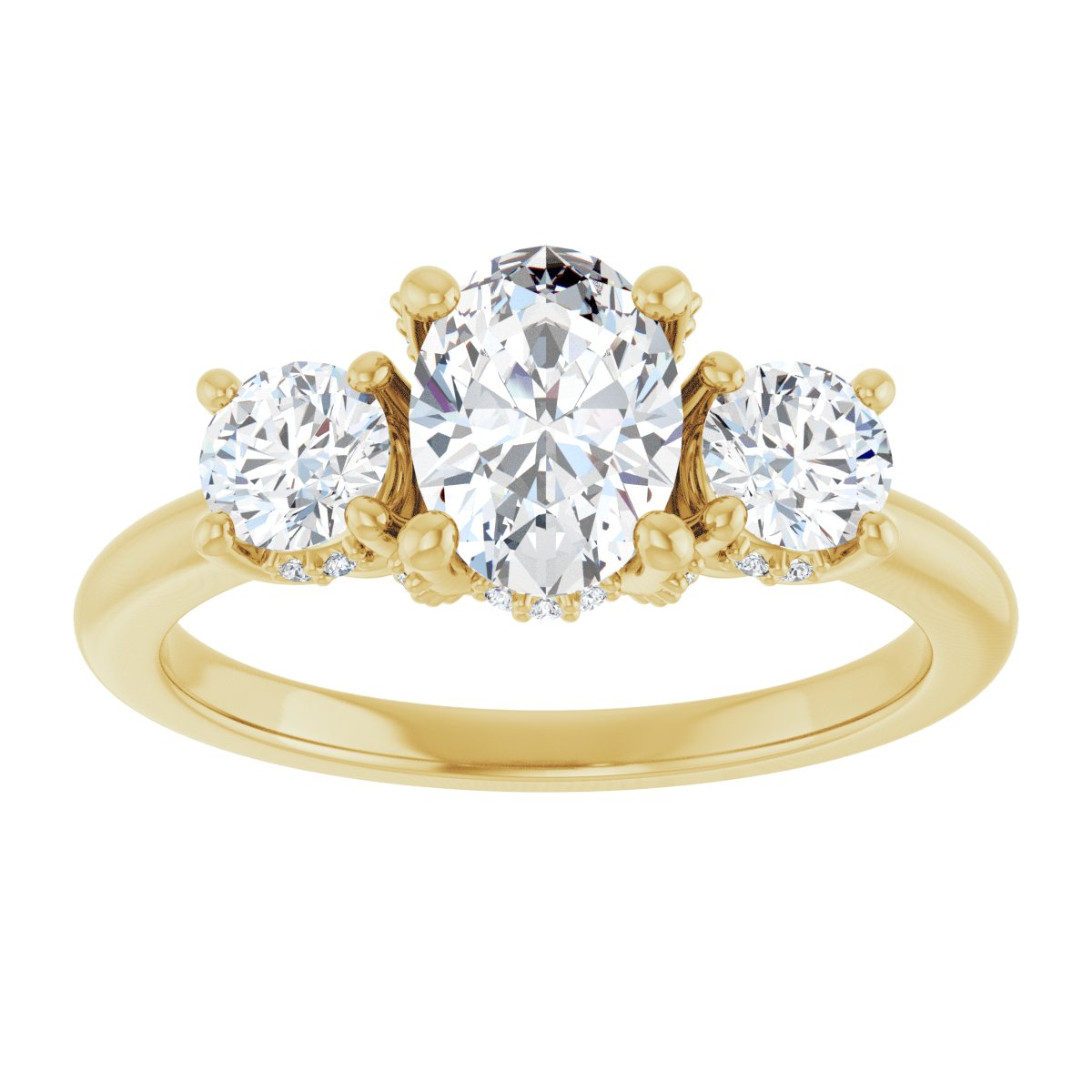 Oval Hidden Halo-Style Engagement Ring Semi-Mount - gallery - Series 127345