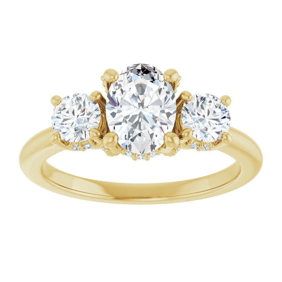 Oval Hidden Halo-Style Engagement Ring Semi-Mount - gallery - Series 127345