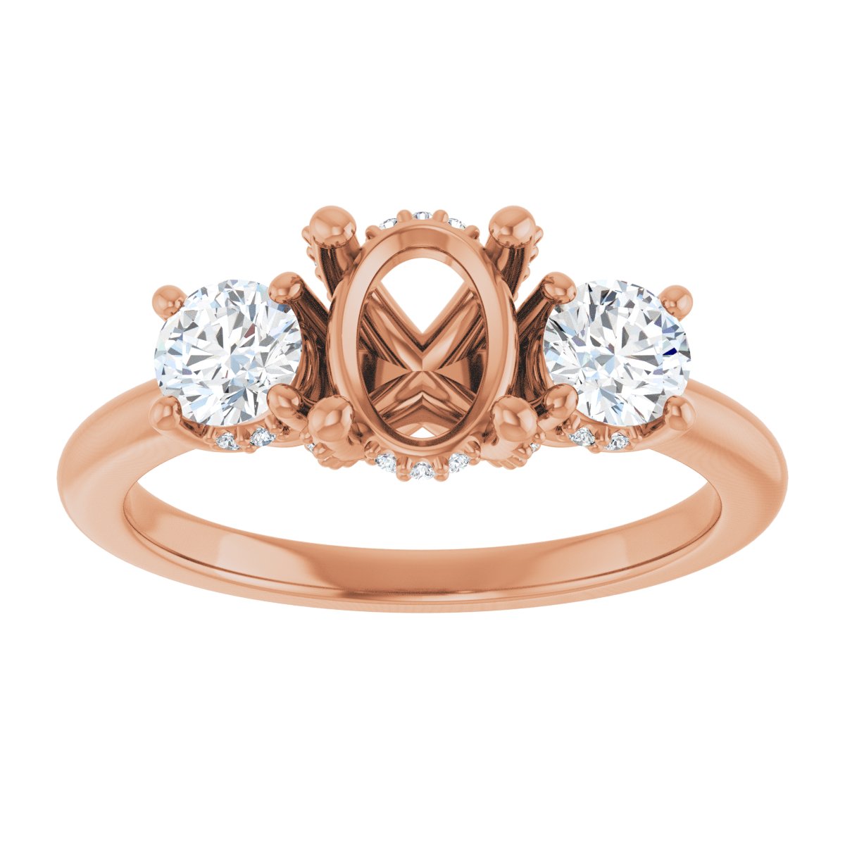 Oval Hidden Halo-Style Engagement Ring Semi-Mount - gallery - Series 127345