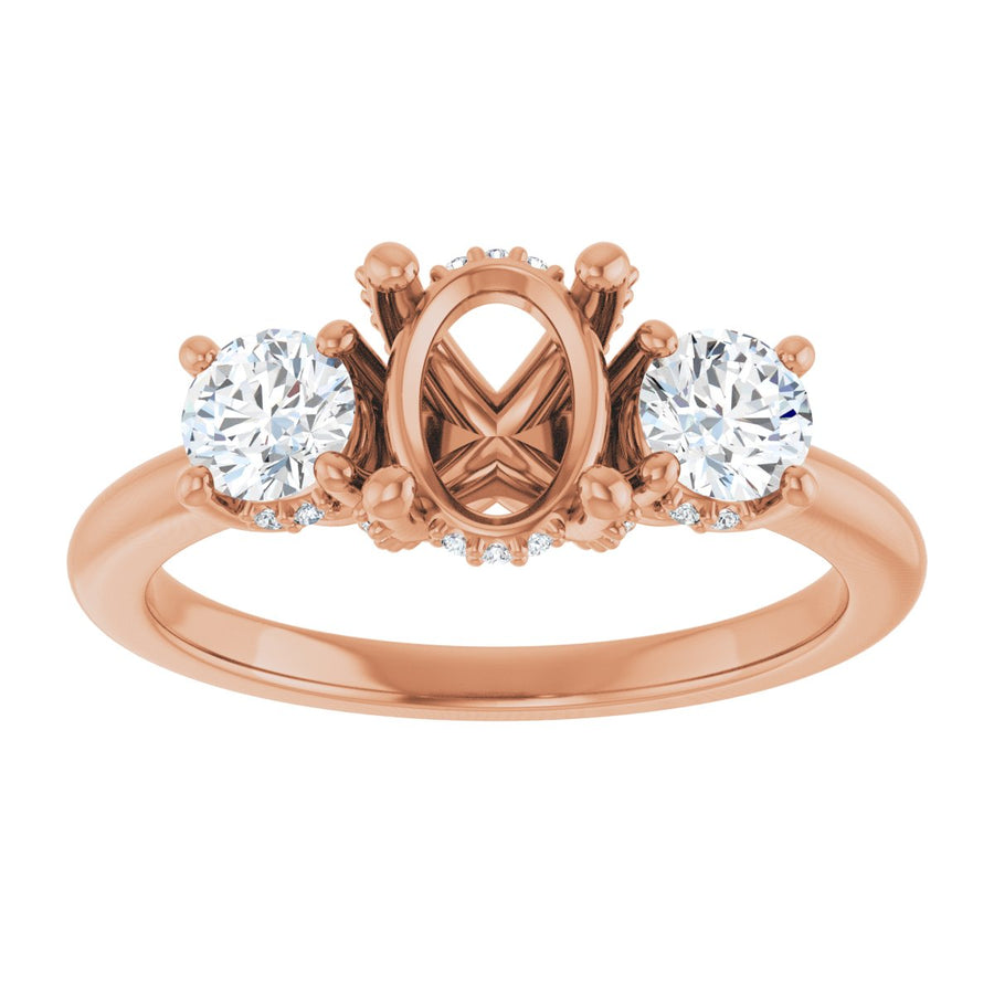 Oval Hidden Halo-Style Engagement Ring Semi-Mount - gallery - Series 127345