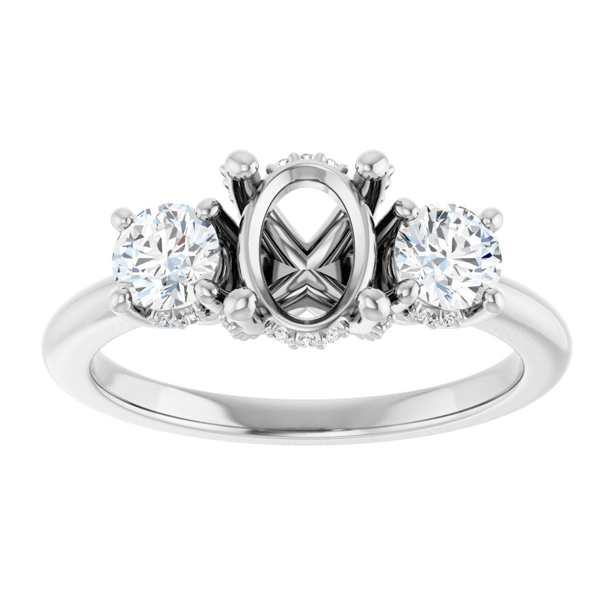 Oval Hidden Halo-Style Engagement Ring Semi-Mount - gallery - Series 127345