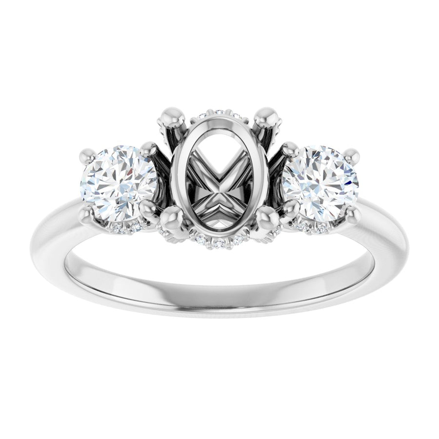 Oval Hidden Halo-Style Engagement Ring Semi-Mount - gallery - Series 127345