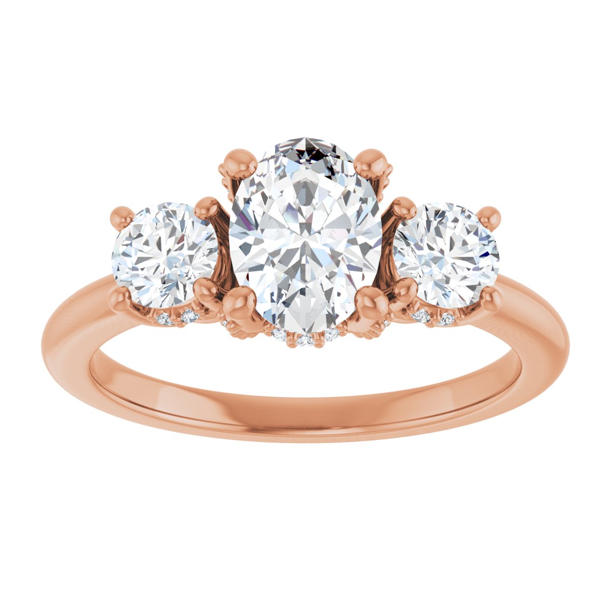 Oval Hidden Halo-Style Engagement Ring Semi-Mount - gallery - Series 127345