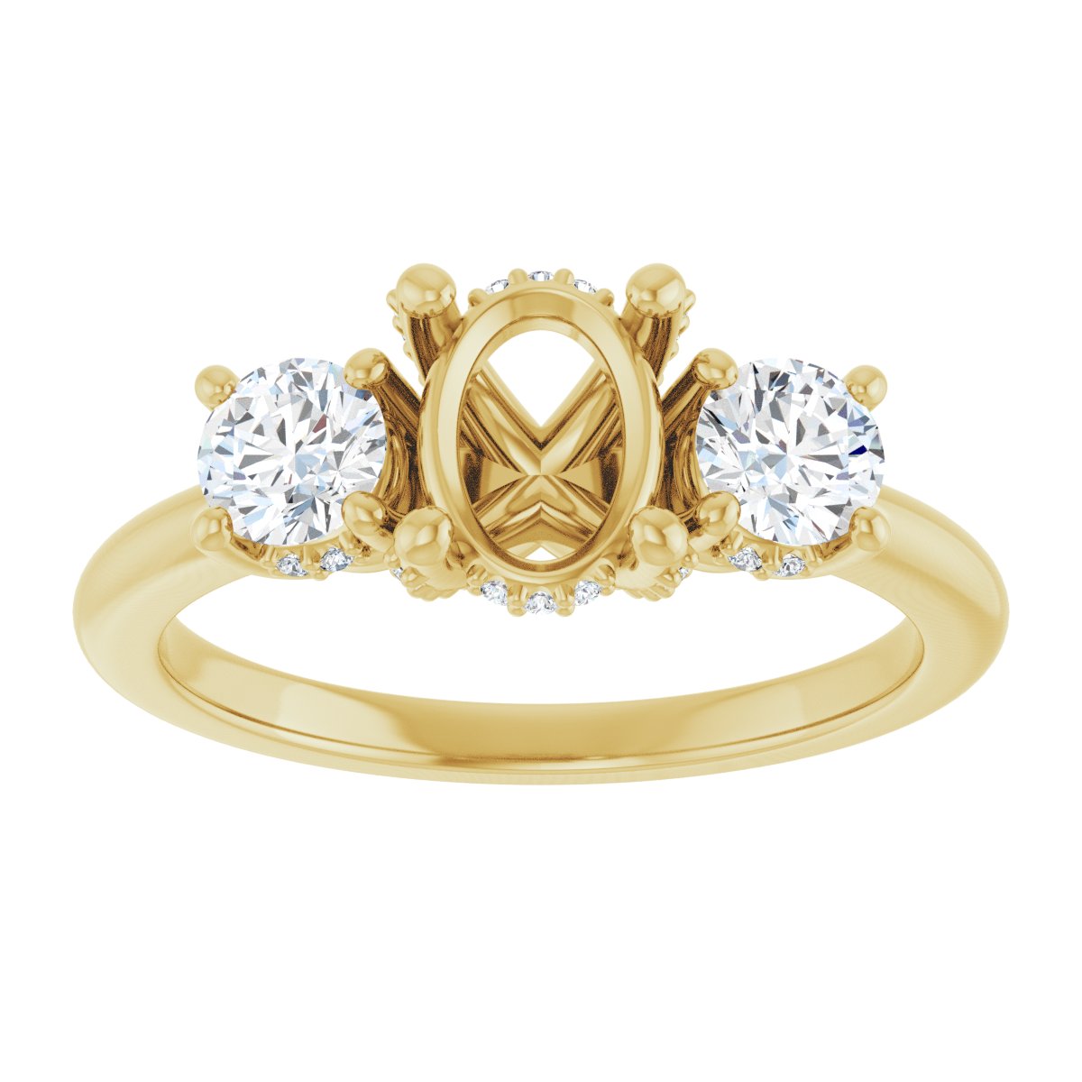 Oval Hidden Halo-Style Engagement Ring Semi-Mount - gallery - Series 127345