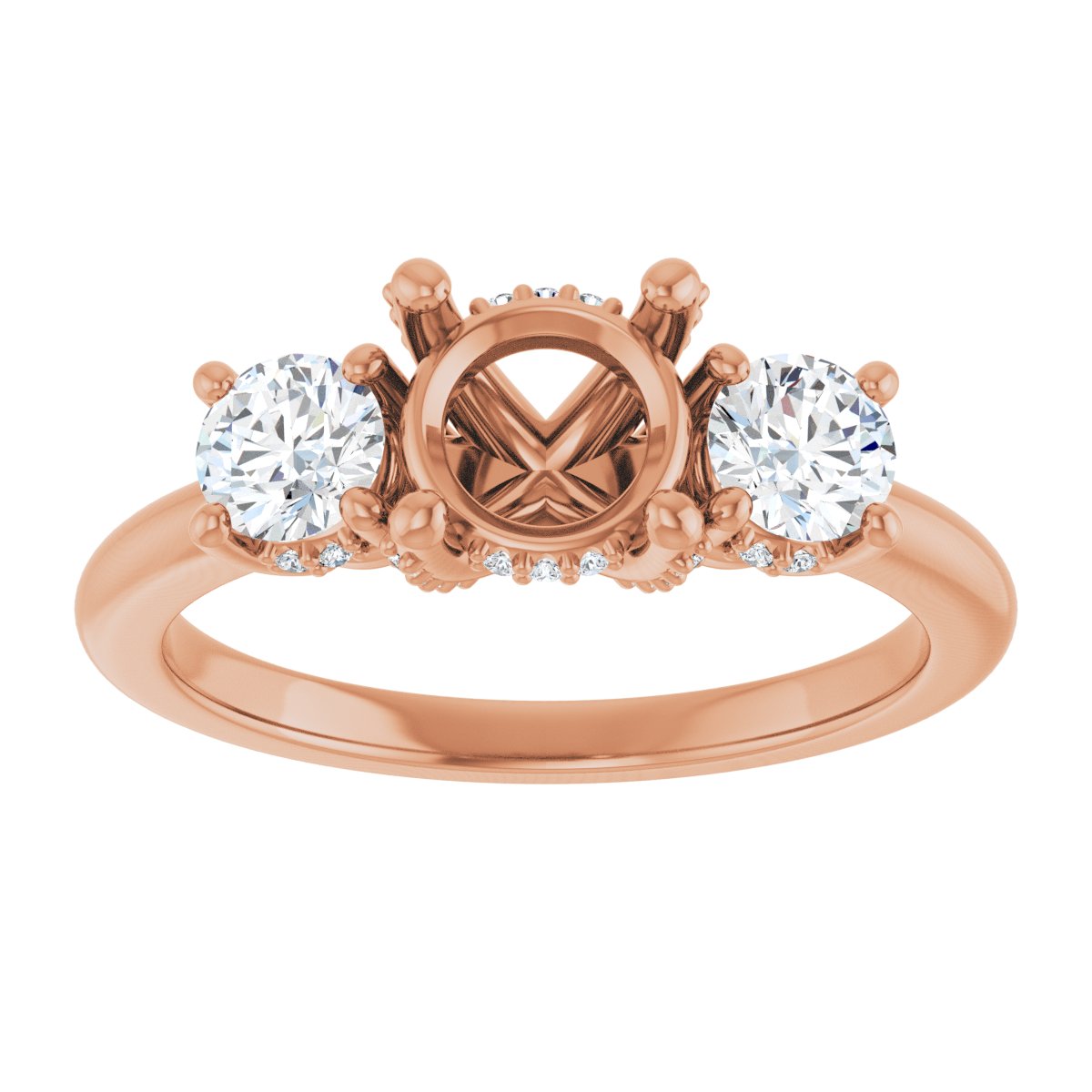 Round Hidden Halo-Style Engagement Ring Semi-Mount - gallery - Series 127345