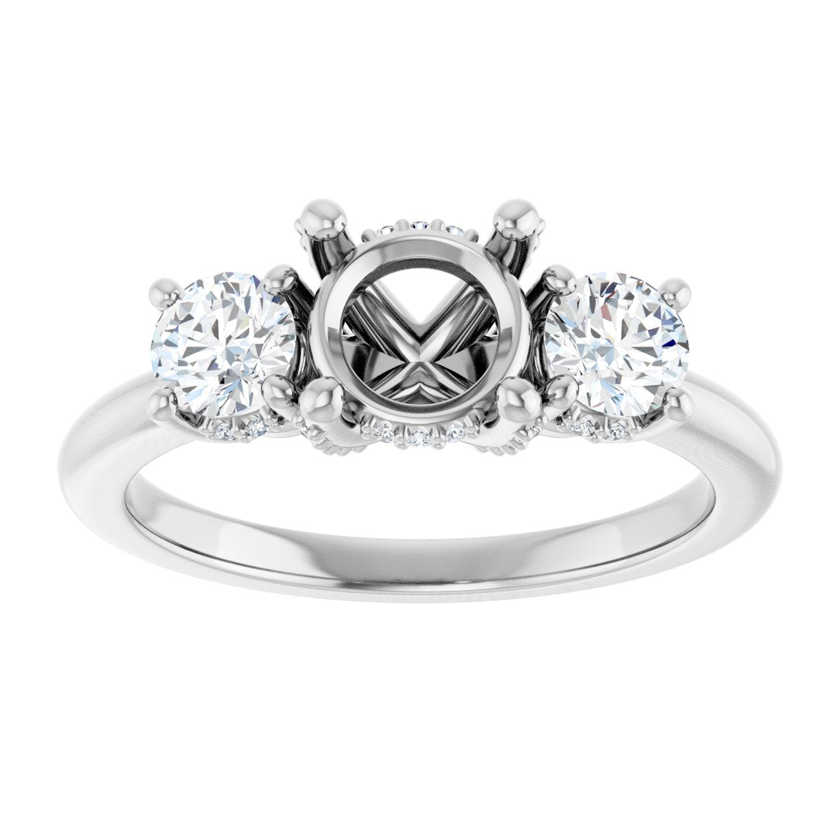 Round Hidden Halo-Style Engagement Ring Semi-Mount - gallery - Series 127345
