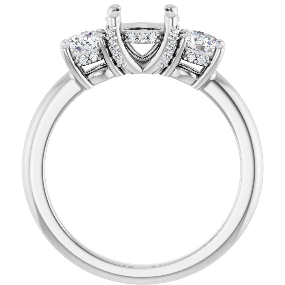 Round Hidden Halo-Style Engagement Ring Semi-Mount - gallery - Series 127345