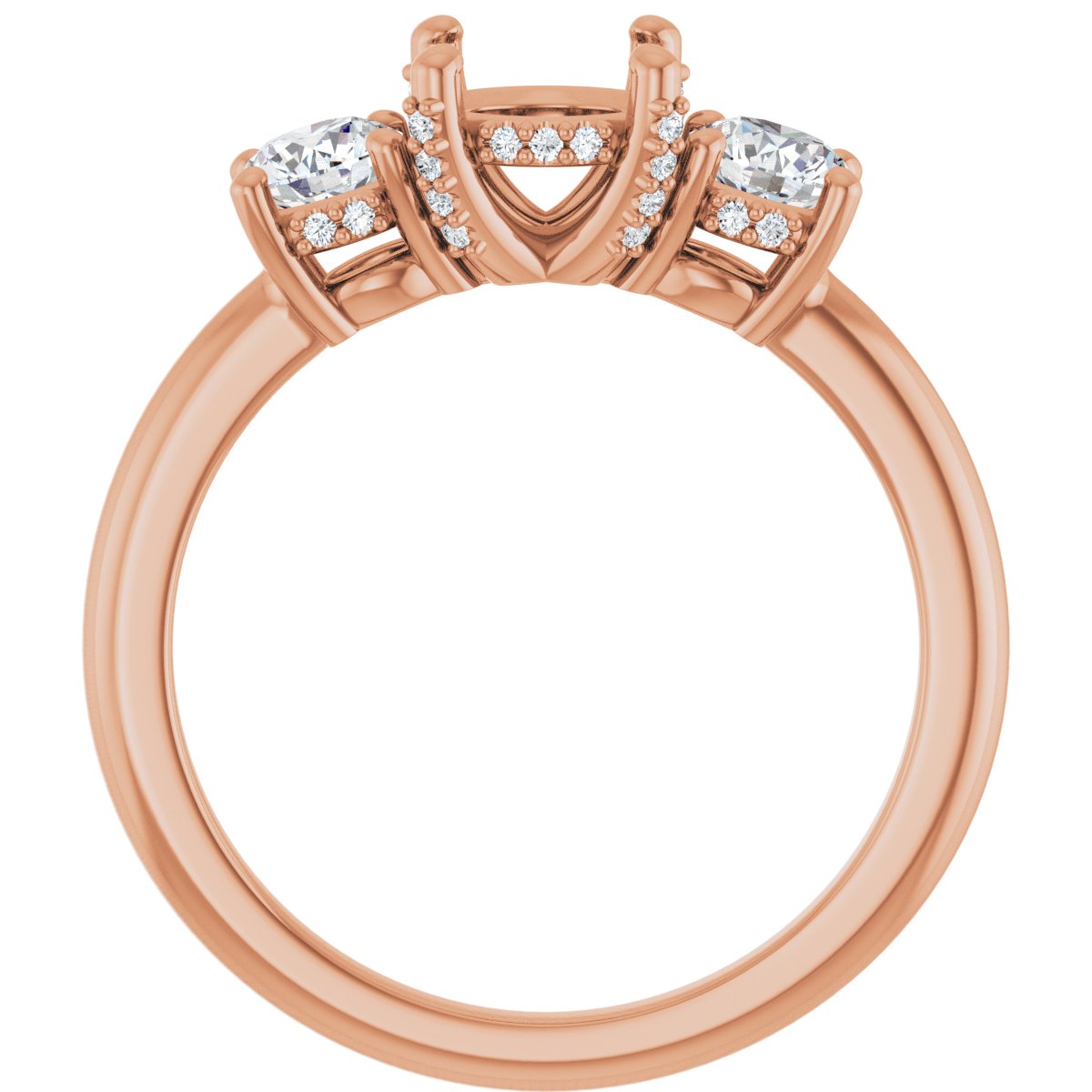 Round Hidden Halo-Style Engagement Ring Semi-Mount - gallery - Series 127345