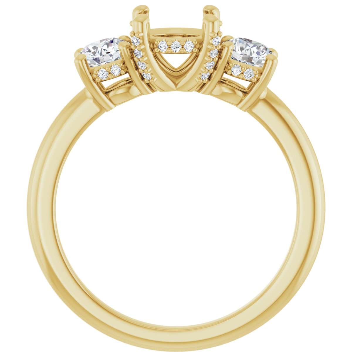 Round Hidden Halo-Style Engagement Ring Semi-Mount - gallery - Series 127345