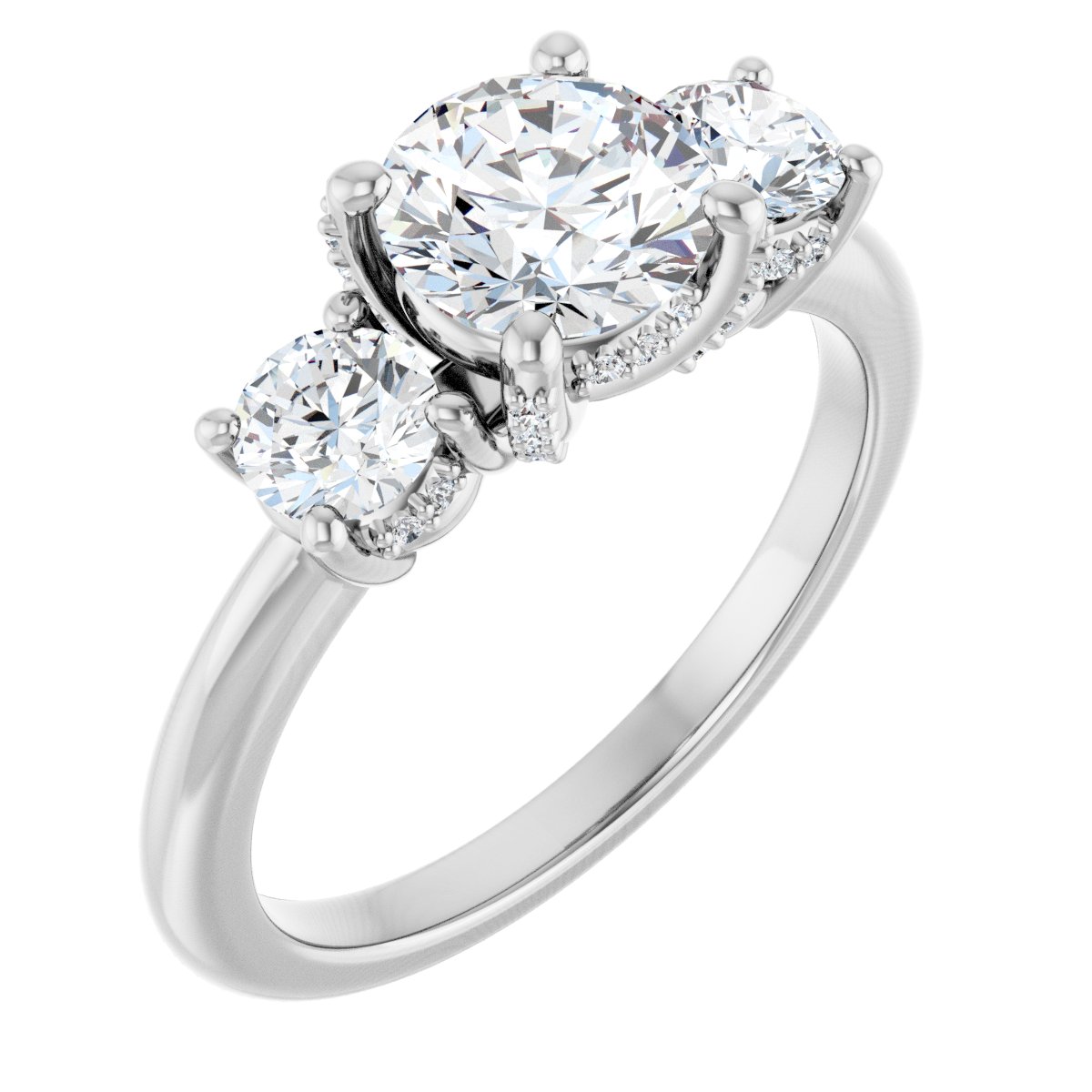 Natural Diamond Round Hidden Halo-Style Engagement Ring Semi-Mount - Platinum - Series 127345