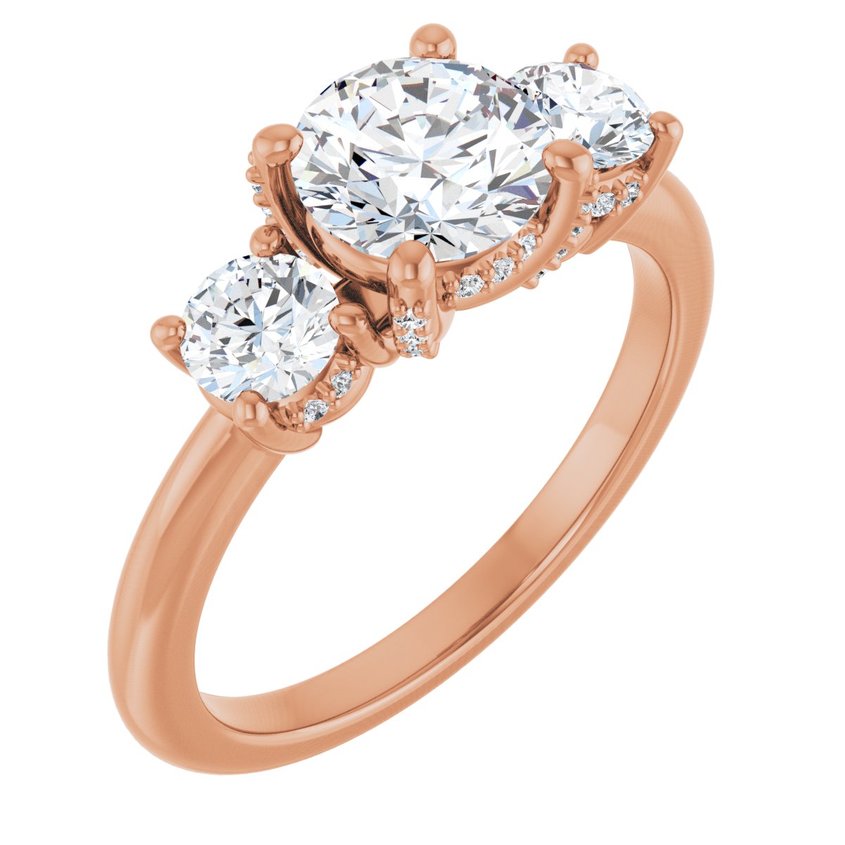 Natural Diamond Round Hidden Halo-Style Engagement Ring Semi-Mount - 14K Rose Gold - Series 127345