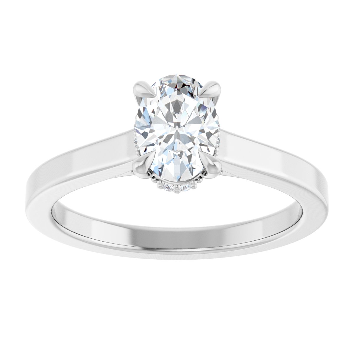 Oval Claw-Prong Hidden Halo-Style Engagement Ring Semi-Mount - gallery - Series 127239