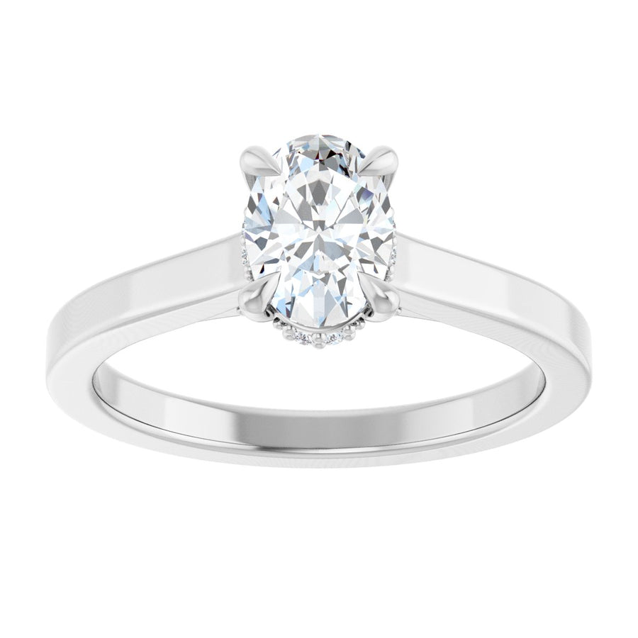 Oval Claw-Prong Hidden Halo-Style Engagement Ring Semi-Mount - gallery - Series 127239