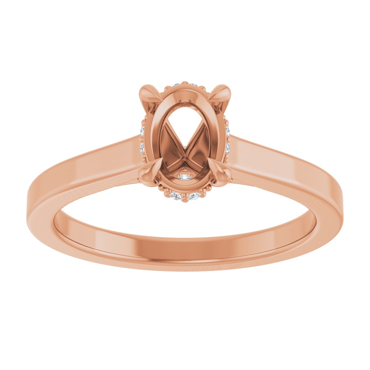 Oval Claw-Prong Hidden Halo-Style Engagement Ring Semi-Mount - gallery - Series 127239
