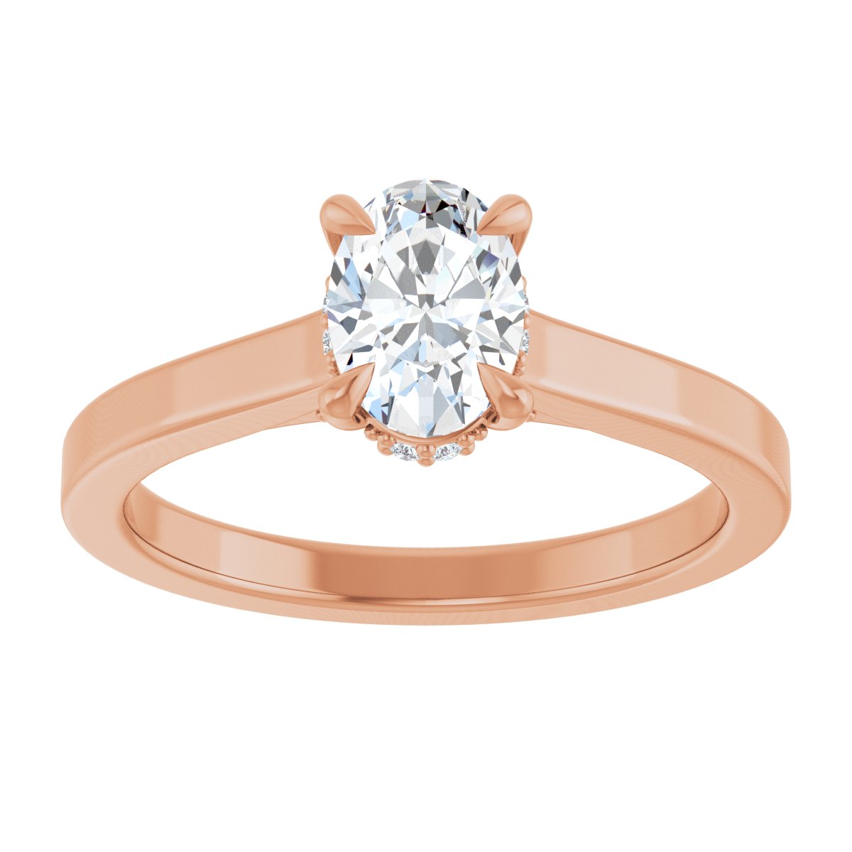 Oval Claw-Prong Hidden Halo-Style Engagement Ring Semi-Mount - gallery - Series 127239