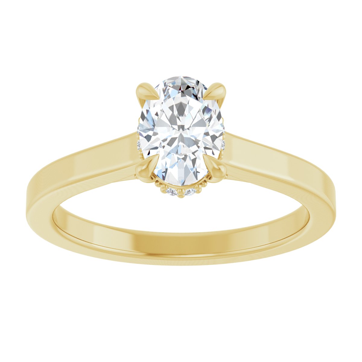 Oval Claw-Prong Hidden Halo-Style Engagement Ring Semi-Mount - gallery - Series 127239