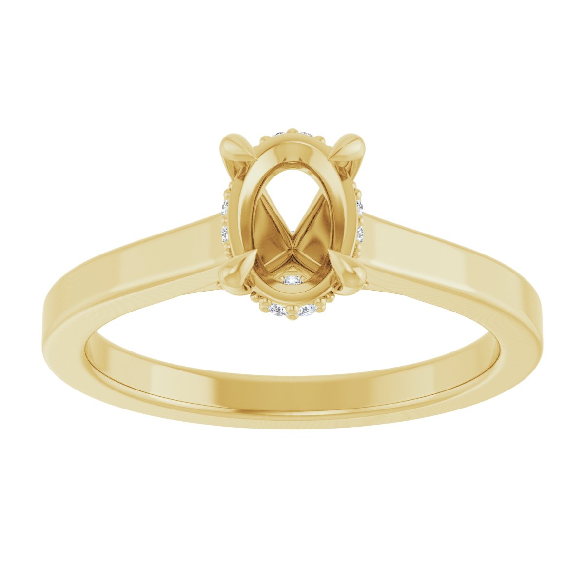 Oval Claw-Prong Hidden Halo-Style Engagement Ring Semi-Mount - gallery - Series 127239