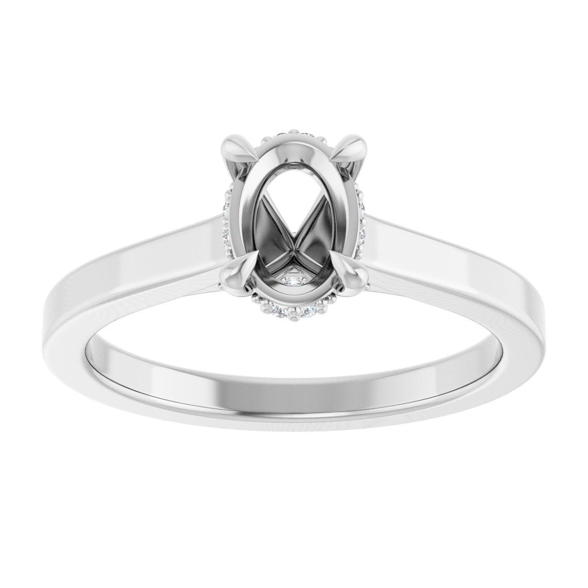 Oval Claw-Prong Hidden Halo-Style Engagement Ring Semi-Mount - gallery - Series 127239