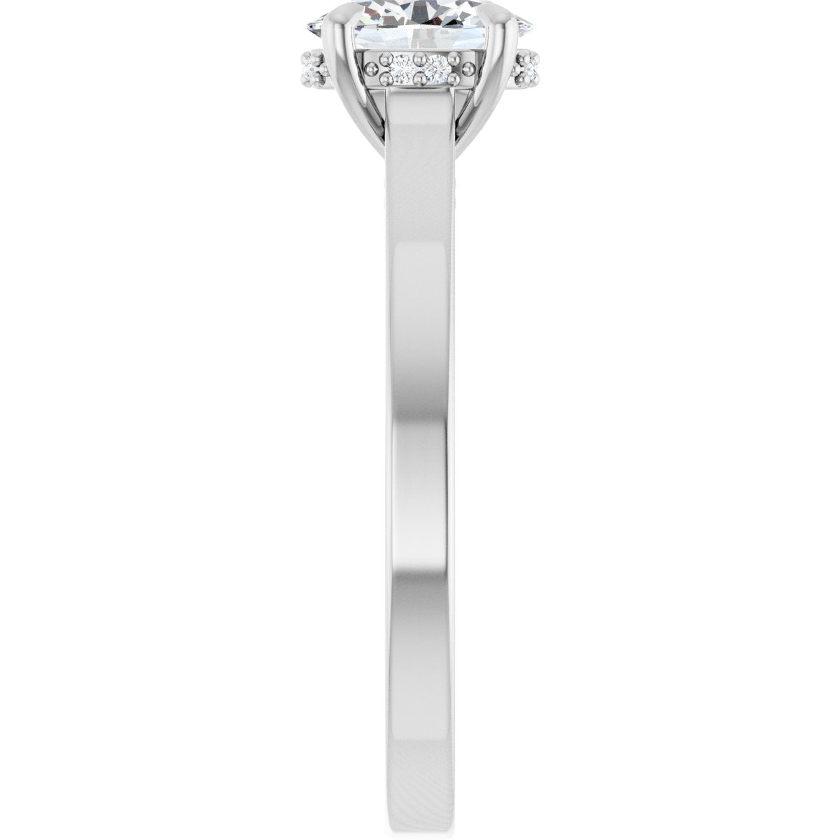 Oval Claw-Prong Hidden Halo-Style Engagement Ring Semi-Mount - gallery - Series 127239