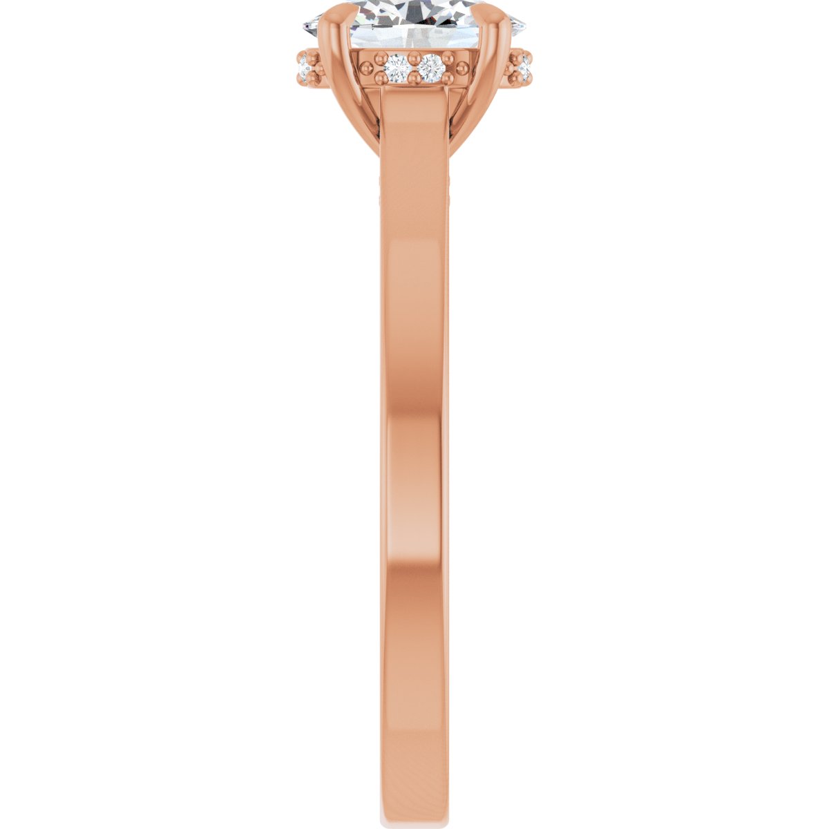 Oval Claw-Prong Hidden Halo-Style Engagement Ring Semi-Mount - gallery - Series 127239