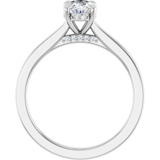 Oval Claw-Prong Hidden Halo-Style Engagement Ring Semi-Mount - gallery - Series 127239