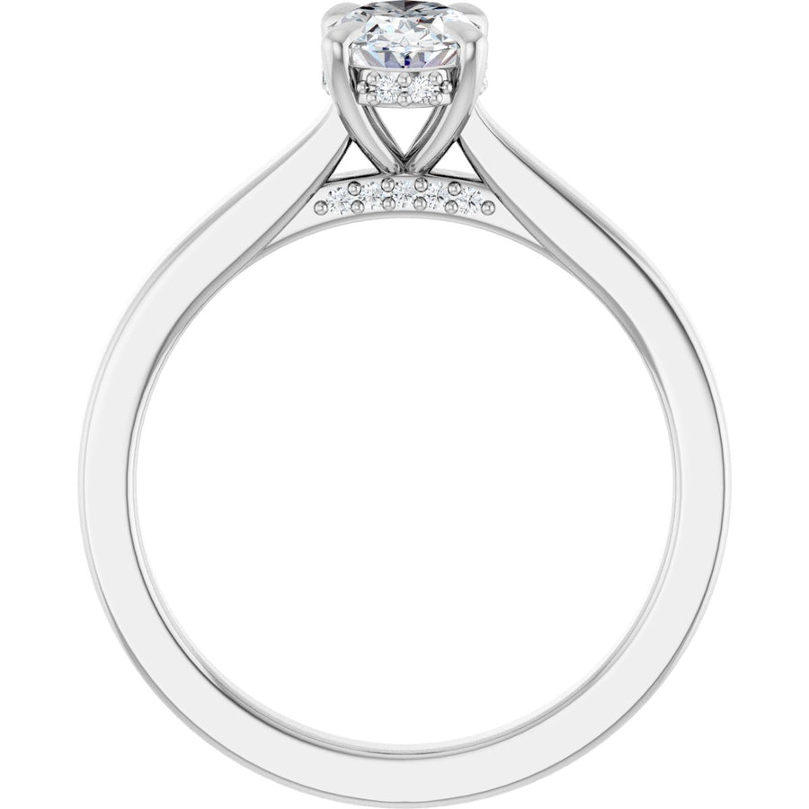 Oval Claw-Prong Hidden Halo-Style Engagement Ring Semi-Mount - gallery - Series 127239