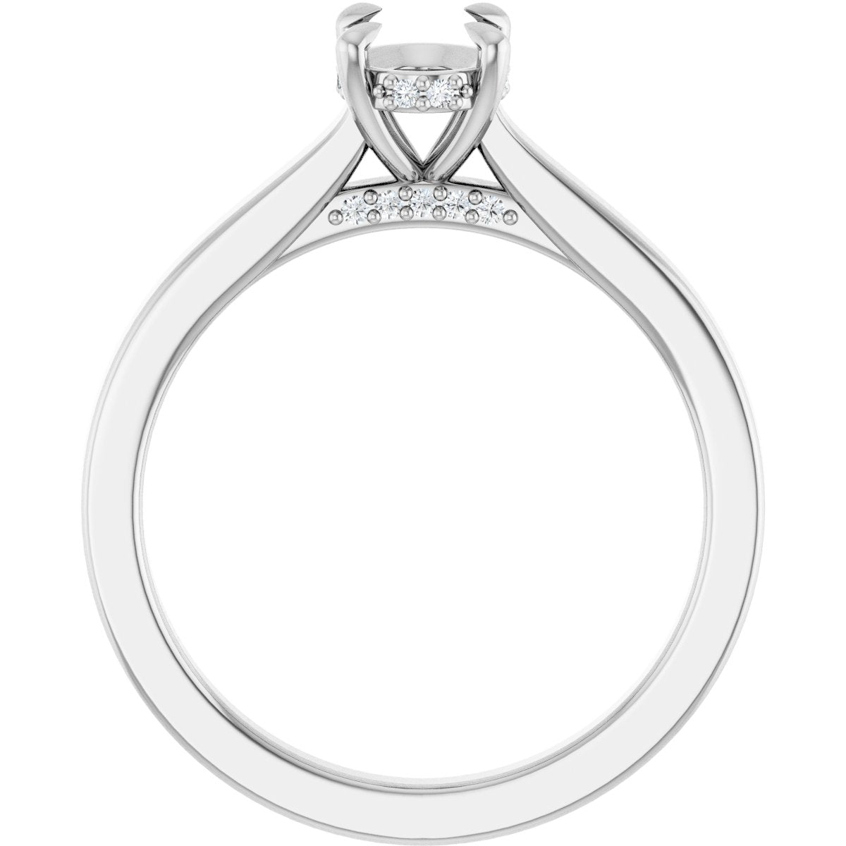 Oval Claw-Prong Hidden Halo-Style Engagement Ring Semi-Mount - gallery - Series 127239