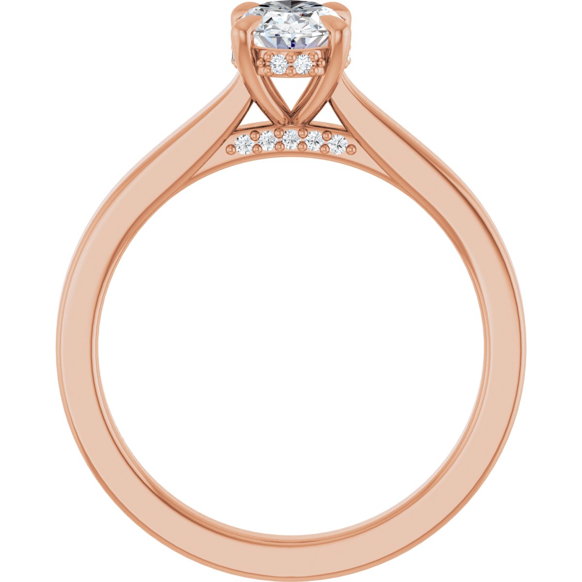 Oval Claw-Prong Hidden Halo-Style Engagement Ring Semi-Mount - gallery - Series 127239