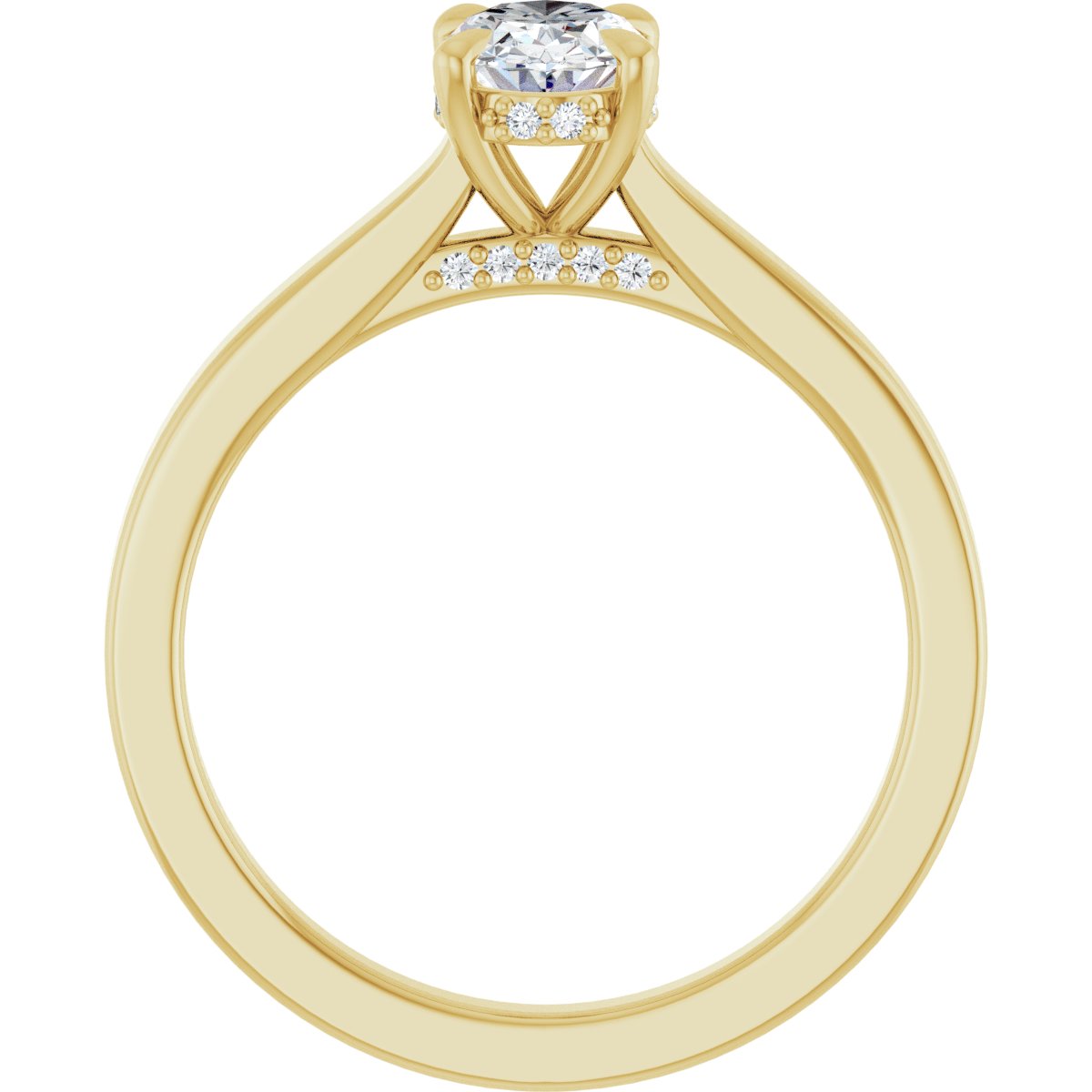 Oval Claw-Prong Hidden Halo-Style Engagement Ring Semi-Mount - gallery - Series 127239