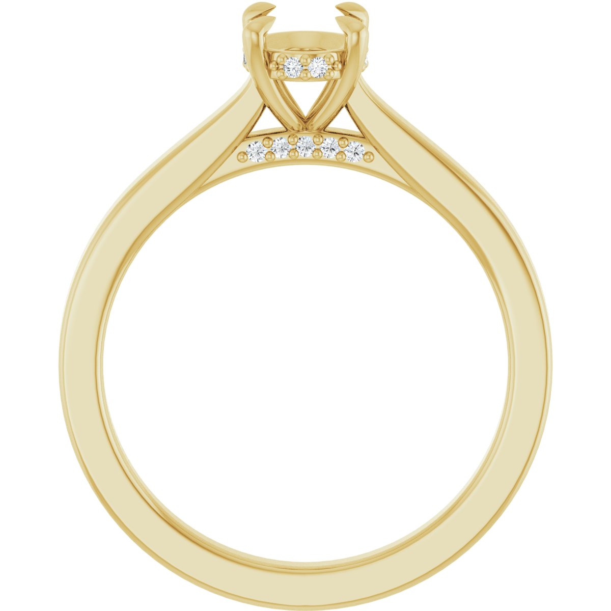 Oval Claw-Prong Hidden Halo-Style Engagement Ring Semi-Mount - gallery - Series 127239