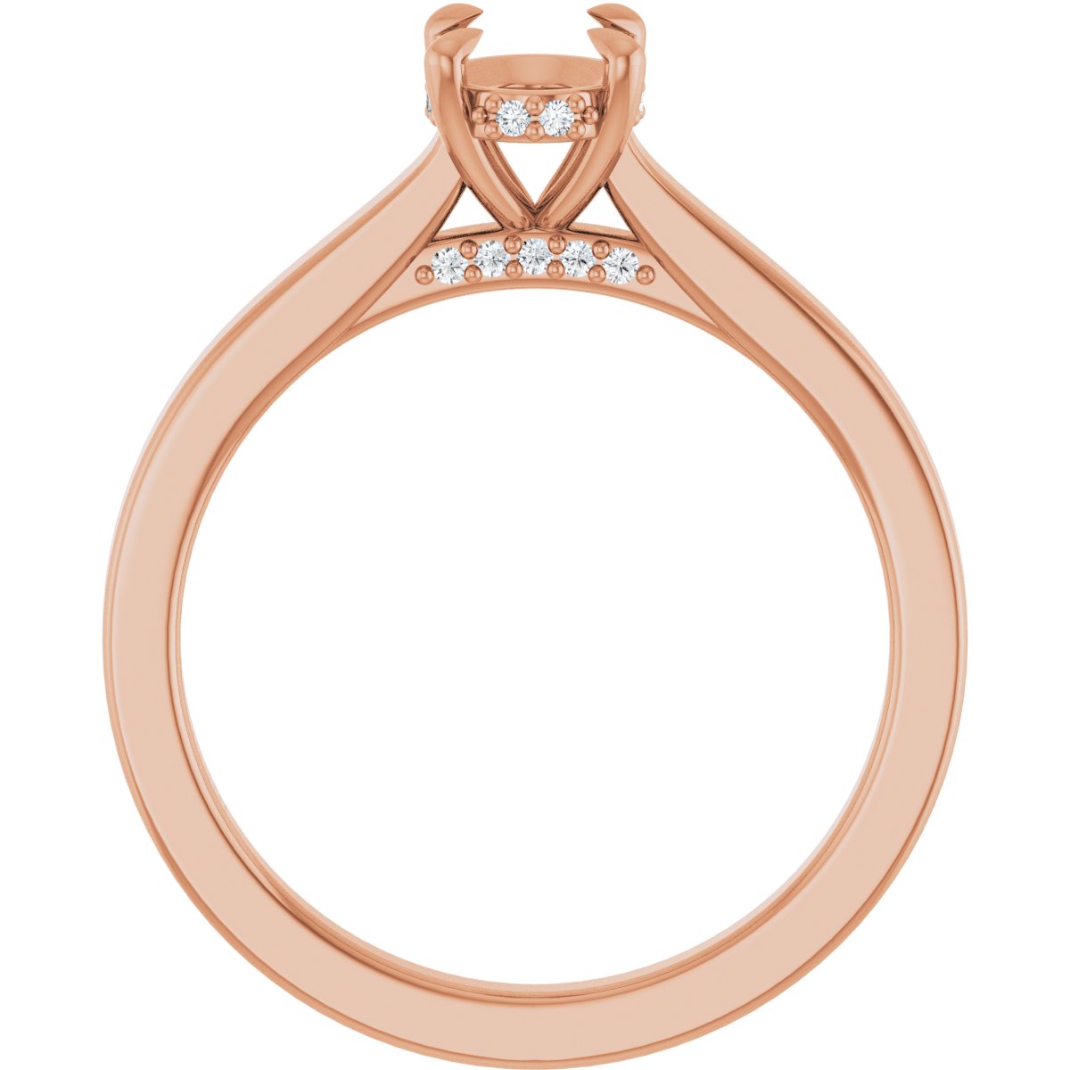 Oval Claw-Prong Hidden Halo-Style Engagement Ring Semi-Mount - gallery - Series 127239